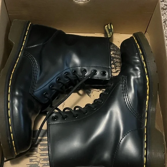 SOLD- Dr. Martens Black Lace-Up Patent Black Leather Boot - Picture 3 of 10